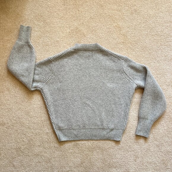H&M Heather Grey Ribbed Mock-Neck Knit Sweater – XS, Wool, Fall, Winter - Picture 4 of 12